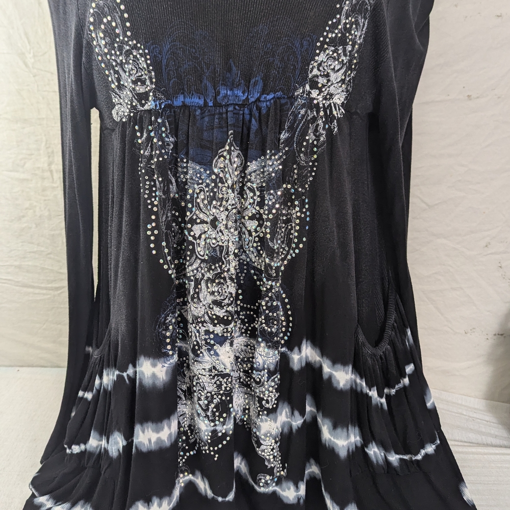 S-Twelve Black and White Embellished Cardigan Medium